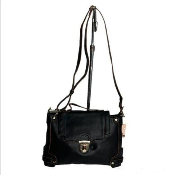 Millie Bianco Handbags - Millie Bianco Black Faux Leather Crossbody Messenger Bag Joslyn